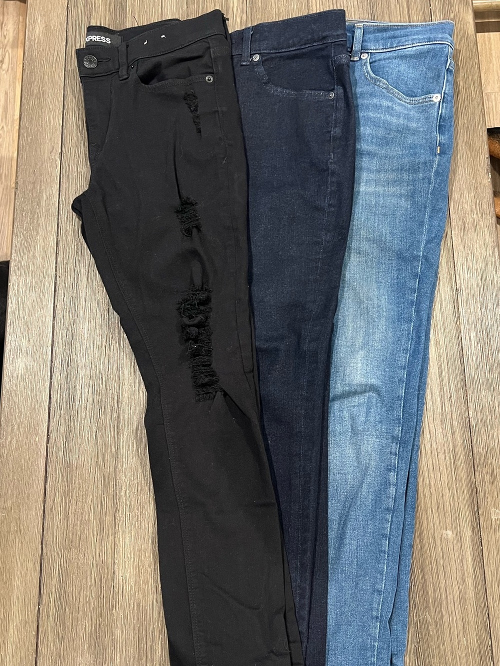 Express Women’s Skinny Jeans Trio - Black, Dark Indigo, Light Blue
